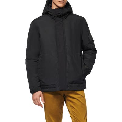 Andrew Marc Greiggs Utility Down Hooded Jacket, Black