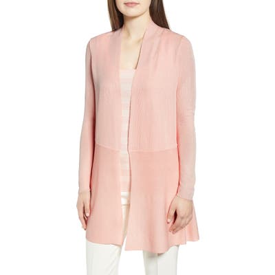 Anne Klein Seam Detail Long Open Cardigan, Pink