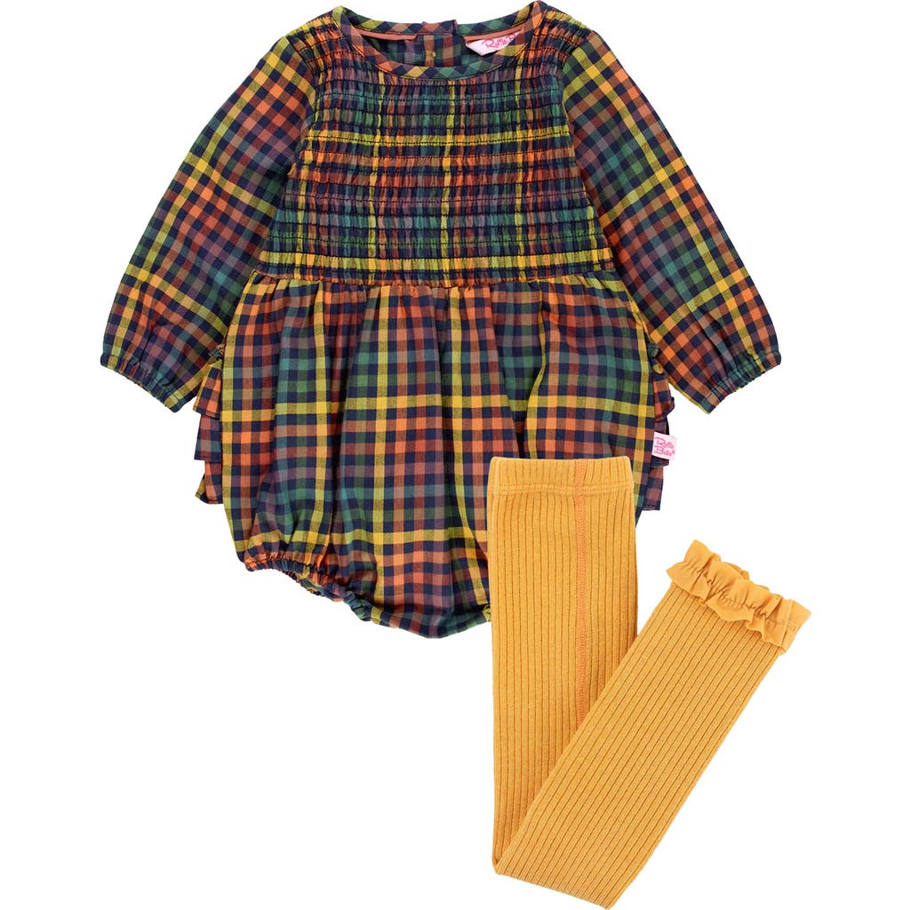 RUFFLEBUTTS RUFFLEBUTTS HARVEST RAINBOW LONG SLEEVE ROMPER & LEGGINGS SET