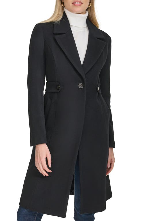 Shop Cole Haan Slick Wool Blend Coat In Black