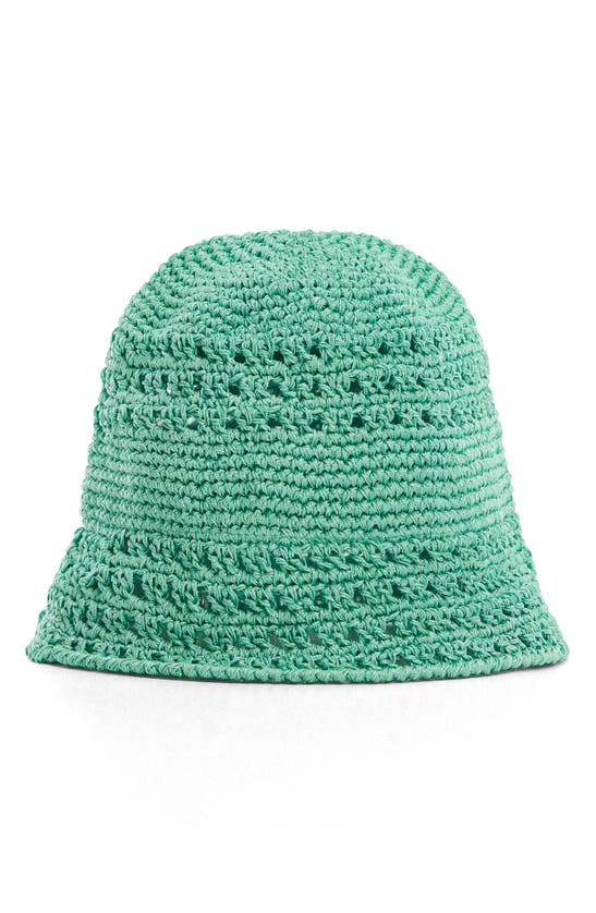 Mango Open Stitch Knit Bucket Hat In Turquoise