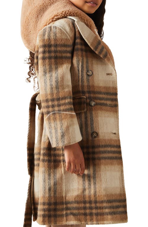 REISS REISS KIDS' MAEVE PLAID BELTED WOOL BLEND COAT