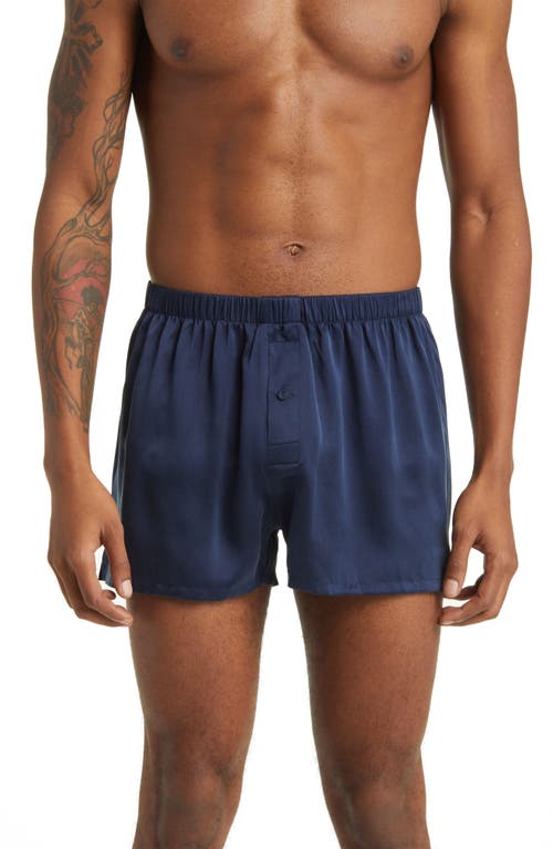 Washable Silk Boxer Shorts in Deep Blue