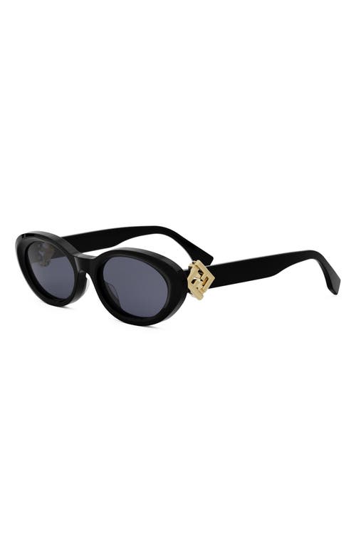 Shop Fendi ' Diamonds 53mm Oval Sunglasses In Shiny Black/smoke