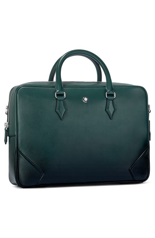 Shop Montblanc Meisterstück Leather Briefcase In Sfumato British Green