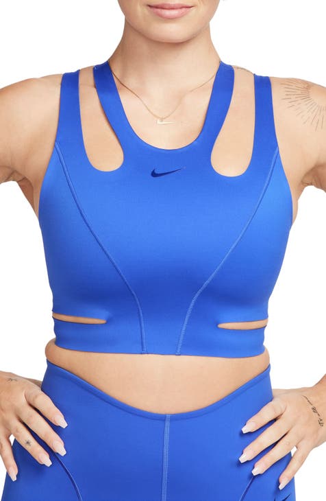 Nike Women's Yoga Dri-FIT Luxe Shelf-Bra Cropped Tank Top in Blue -  ShopStyle