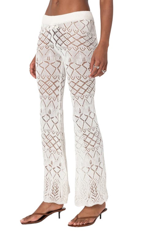 Edikted Fable Mixed Open Stitch Cotton Blend Pants In Cream