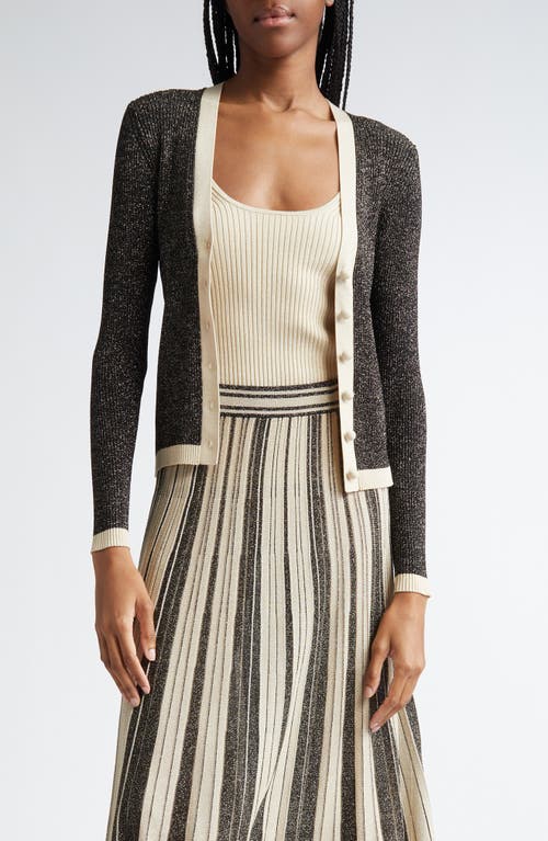 Zimmermann Story 1 Metallic Rib Cardigan In Black/ Gold