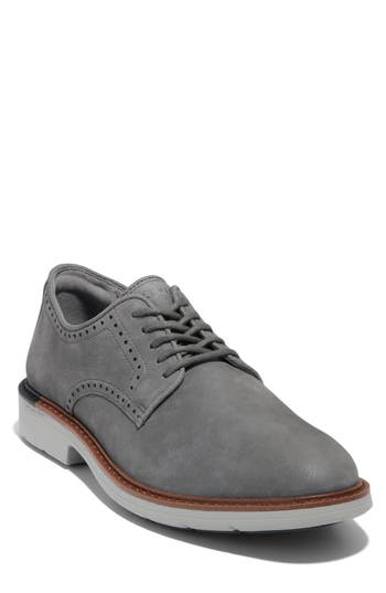 Cole Haan Goto Leather Plain Toe Derby In Castle Rock Nubuck/c