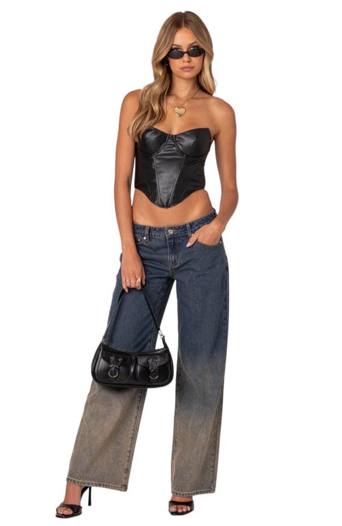 Edikted Aberdeen Faux Leather Cupped Corset In Black