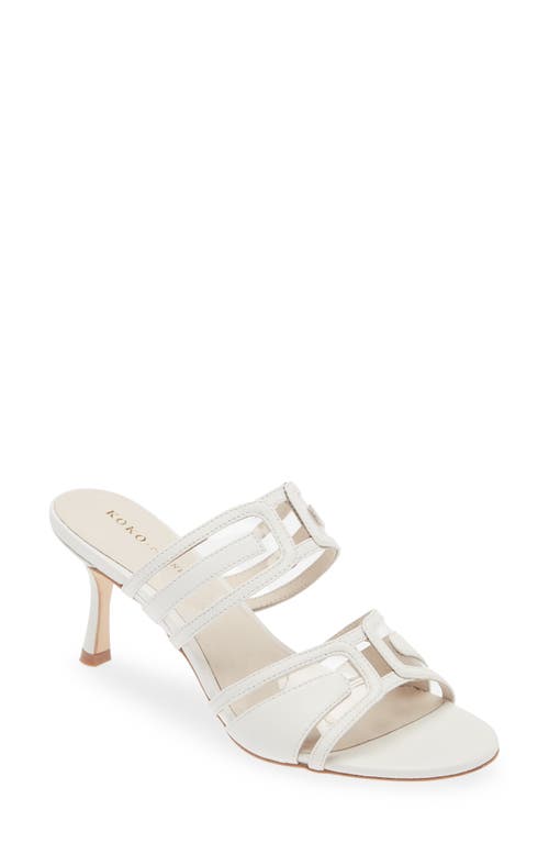 Maze Slide Sandal in White Leather