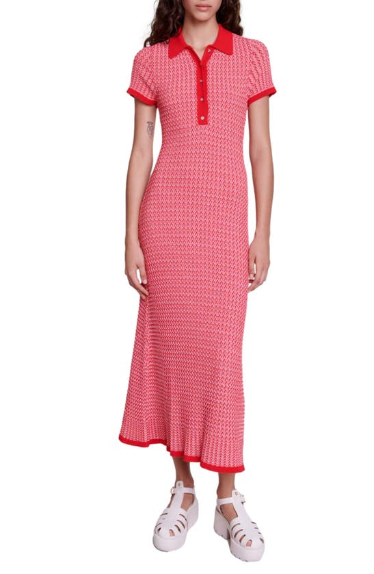 Shop Maje Rinamaille Maxi Sweater Dress In Red
