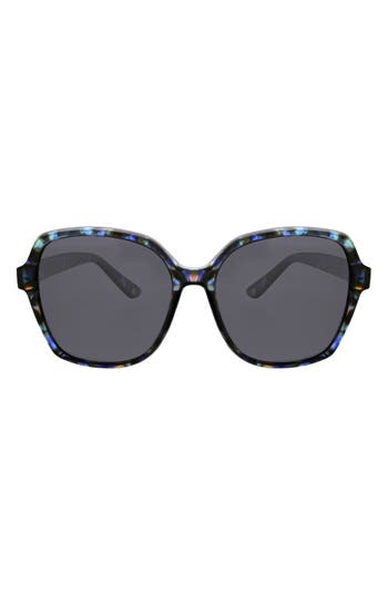 Oscar De La Renta Angled Modern 58mm Square Polarized Sunglasses In Blue Demi