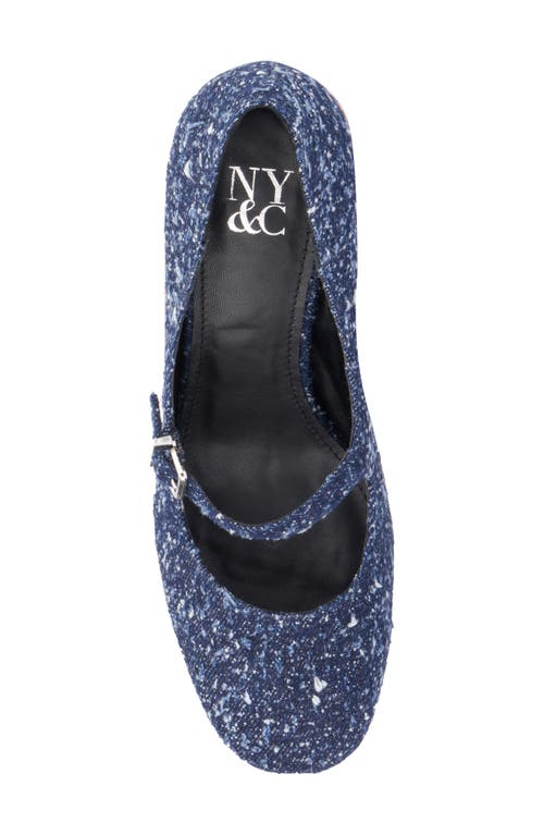 Shop New York And Company Elaine Mary Jane Pump In Navy Boucle