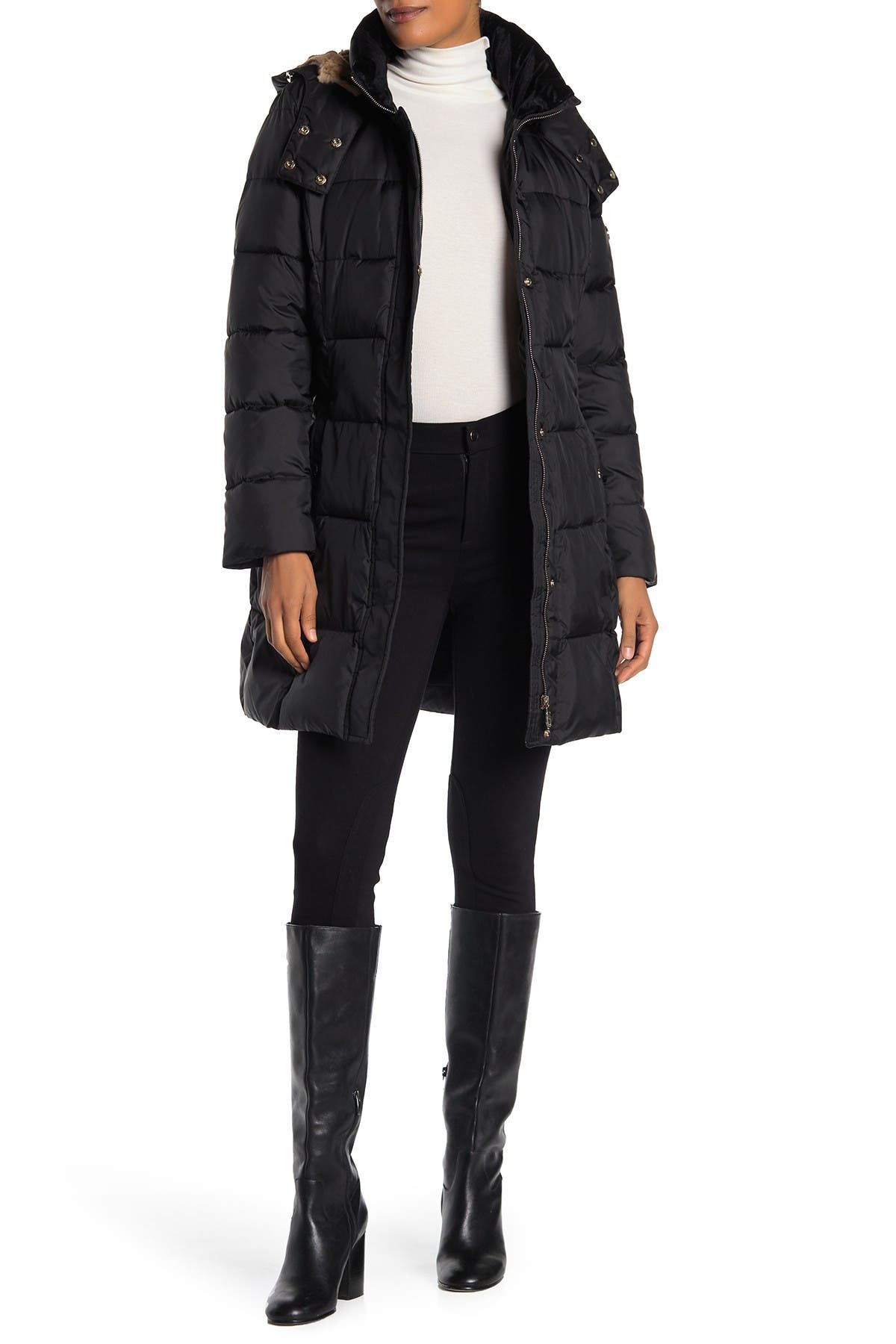 calvin klein faux fur lined coat