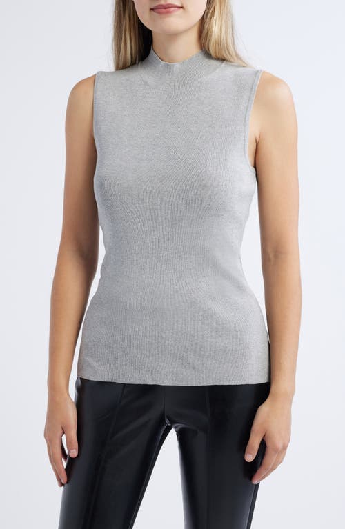 Tahari ASL Sleeveless Mock Neck Top in Light Heather 