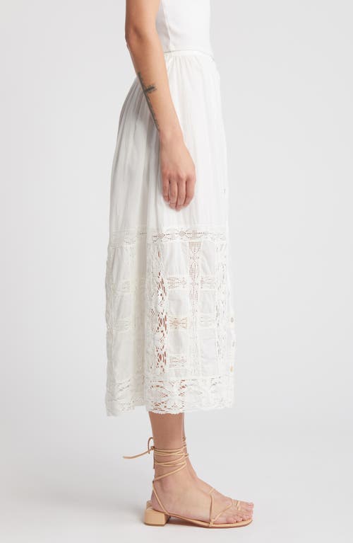 Shop Cleobella Apollonia Lace Trim Midi Skirt In Ivory