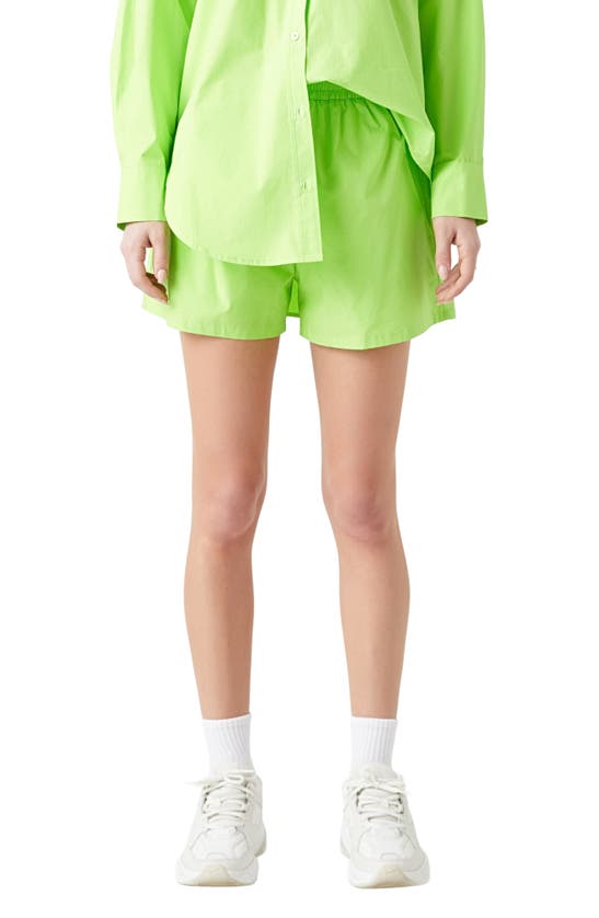 Shop Grey Lab Cotton Boyfriend Shorts In Lime