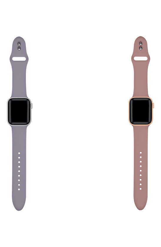 Shop The Posh Tech Assorted 2-pack Silicone Apple Watch® Watchbands In Purple/ Rose