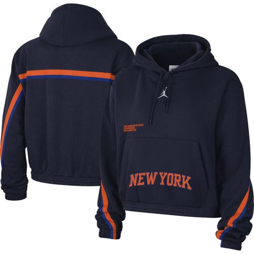 Women's Jordan Brand Navy New York Knicks Courtside Statement Edition Pullover Hoodie