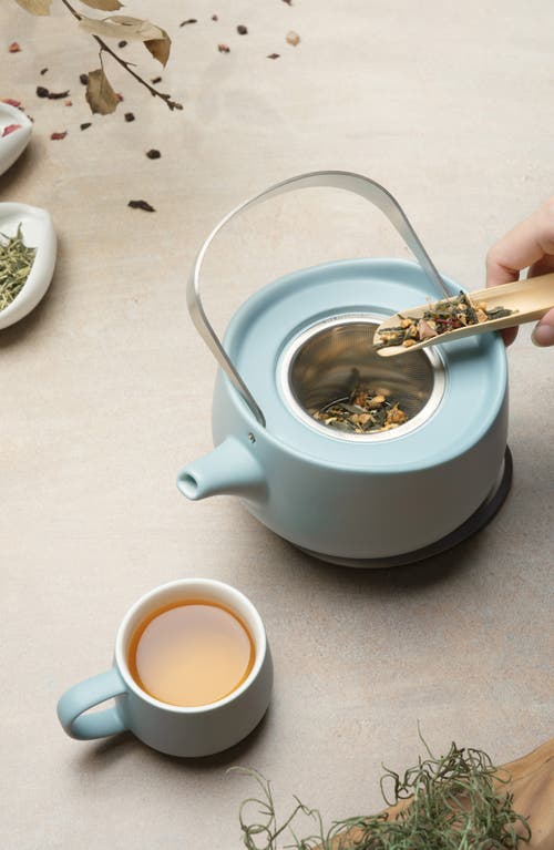 Ohom Leiph Self-heating Teapot Set In Moonmist Blue