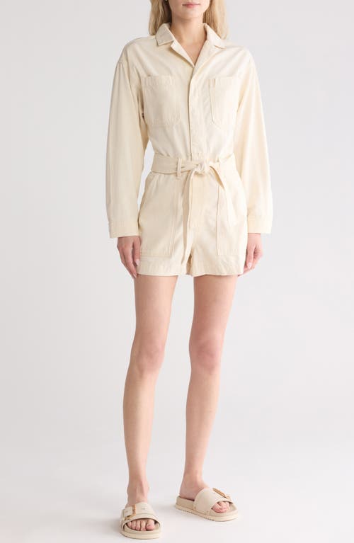 Shop Ag Ryleigh Long Sleeve Belted Romper In Ecru Dunes