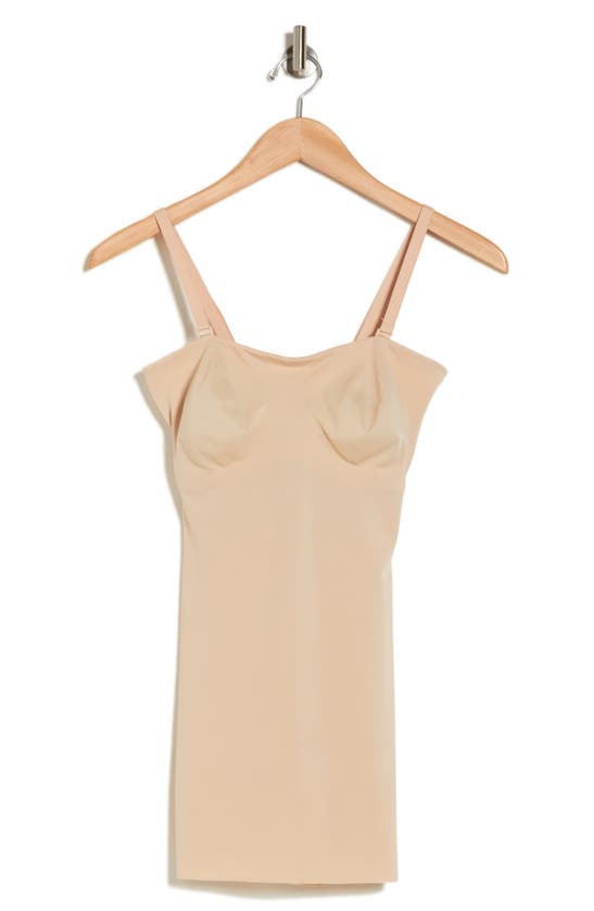 Shop Tc Convertible Strap Shaping Slipdress In Warm Beige