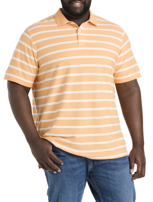 Harbor Bay Striped Polo Shirt In Orange Cream