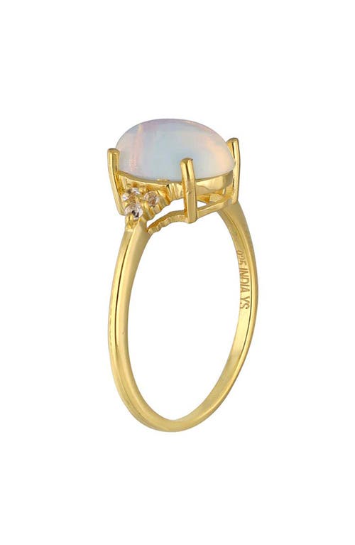 Ys Gems 18k Gold Plated Oval Cut Opal Ring In White