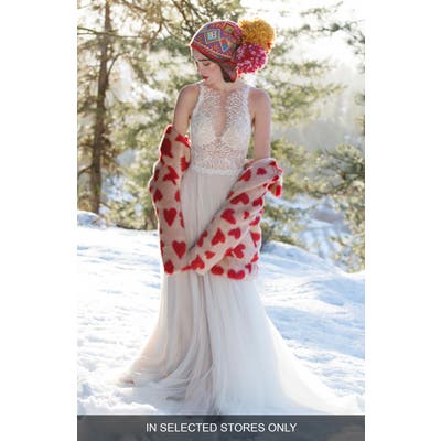 Willowby Daylily Beaded Lace & Tulle Gown, Size - Ivory