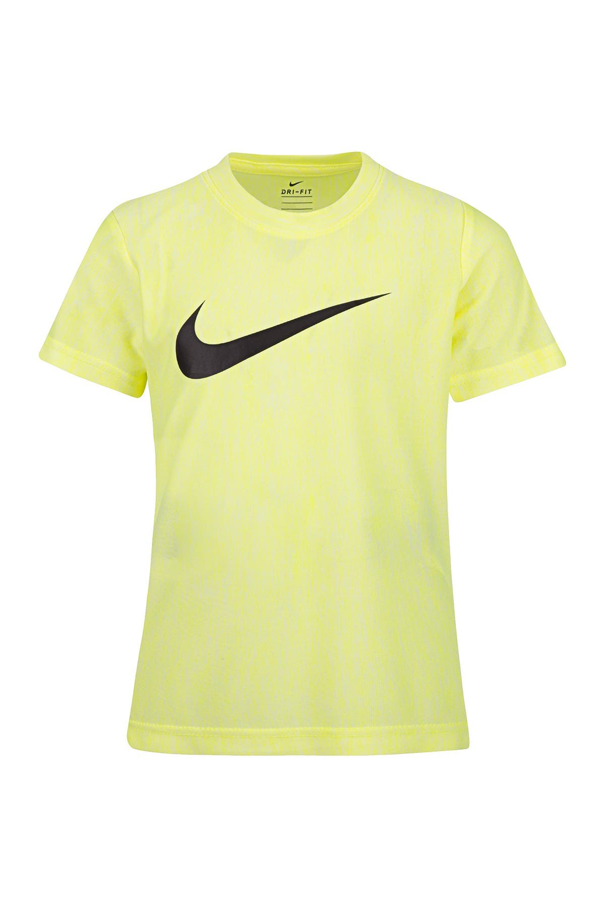 white nike shirt with yellow swoosh