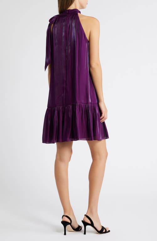 Shop Anne Klein Bow Accent Tiered Dress In Purple Bloom (y25)