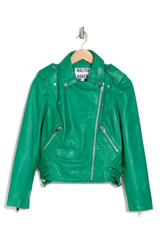 WALTER BAKER LIZ LEATHER CROP MOTO JACKET
