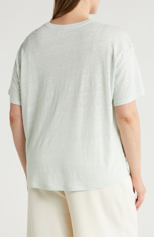 Shop Nordstrom Boxy Linen Pocket T-shirt In Teal Chalk