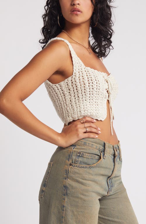 Shop Bp. Tie Front Crop Crochet Tank Top In Ivory Dove