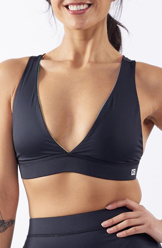 Tomboyx Reversible Plunge Bikini Top In Melting Rainbow