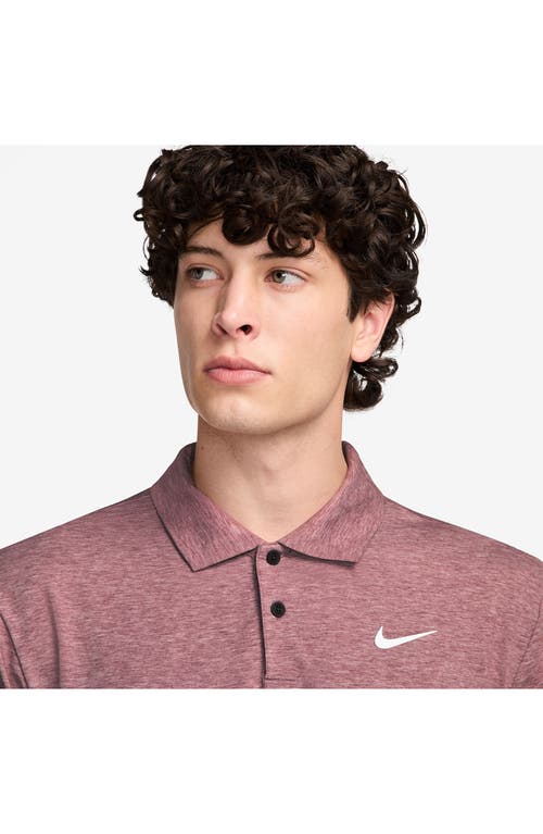 Shop Nike Golf Dri-fit Heathered Golf Polo In Burgundy Crush/white