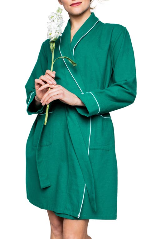Petite Plume Women's Flannel Robe Green at Nordstrom,