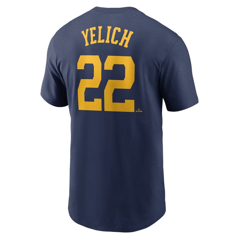 Shop Nike Christian Yelich Navy Milwaukee Brewers Fuse Name & Number T-shirt