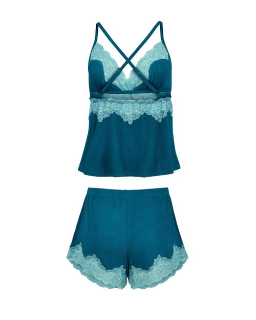 Adore Me Lora Pajama Cami & Shorts Set In Dark Blue
