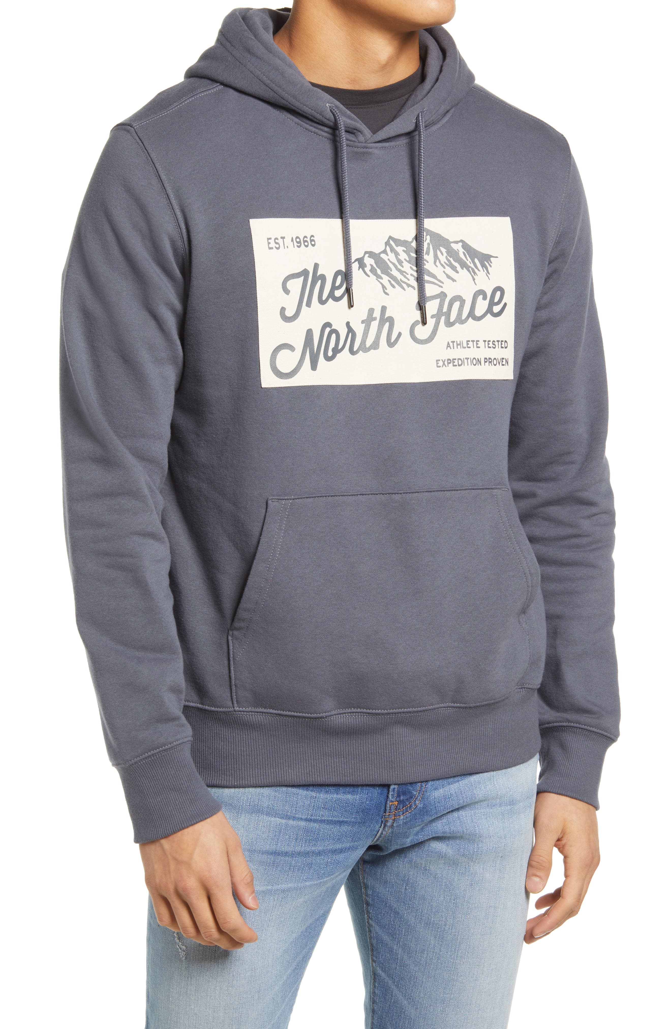 grey north face sweatshirt