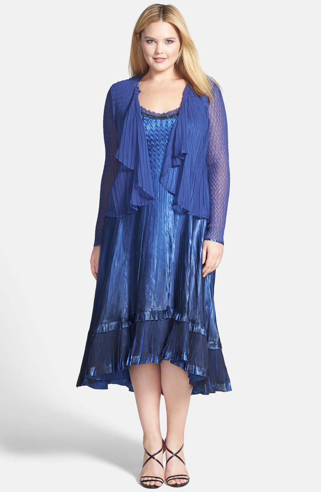 Komarov Embellished Charmeuse Dress & Chiffon Jacket (Plus Size ...