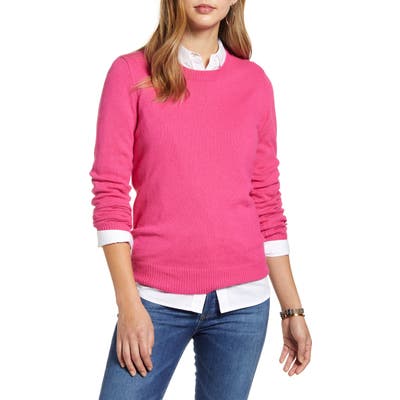 1901 Shoulder Button Cotton & Wool Blend Crewneck Sweater, Pink