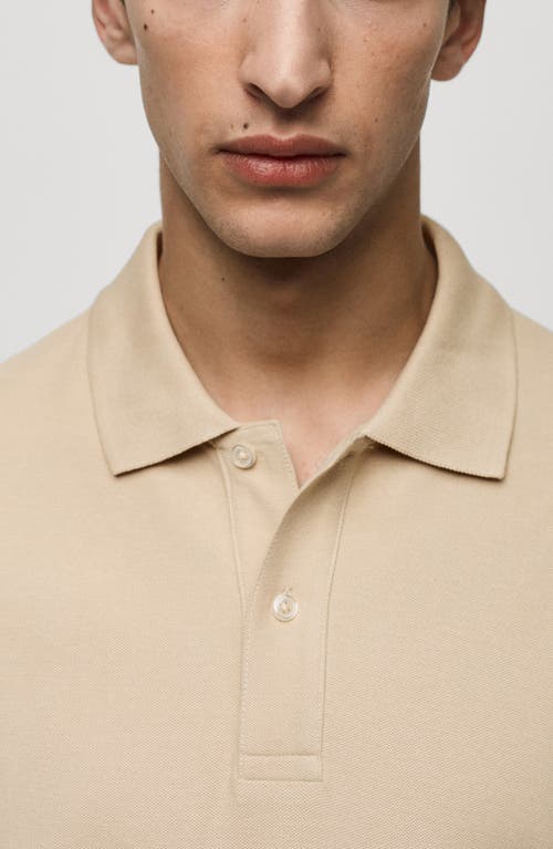 Shop Mango Relaxed Cotton Piqué Knit Polo In Beige