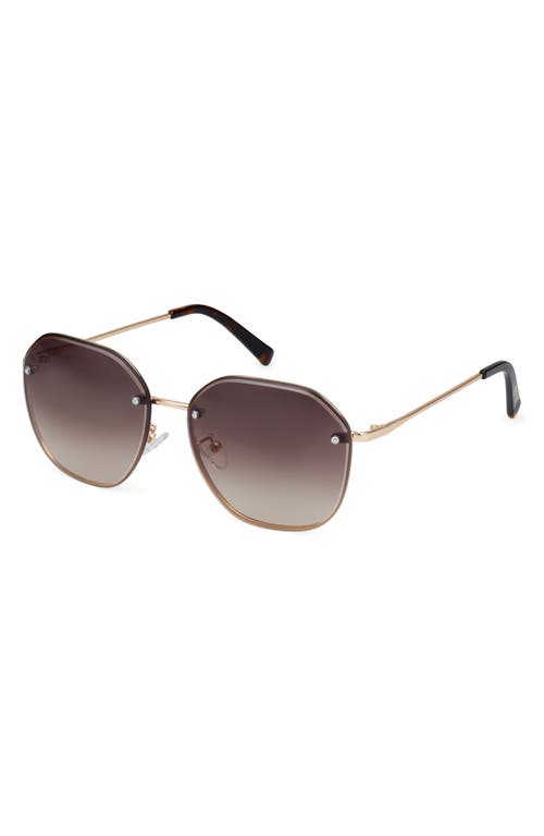 Shop Kenneth Cole 60mm Geometric Sunglasses In Shiny Light Nickeltin/smoke