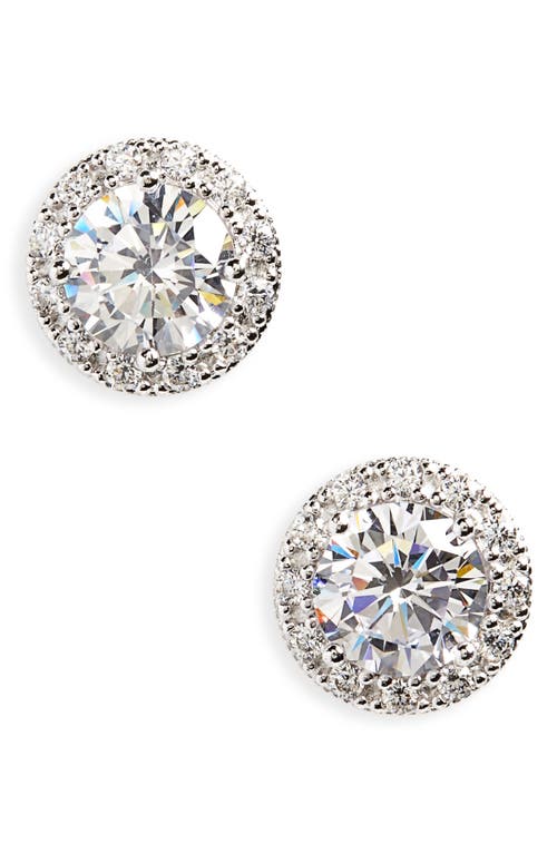 Nordstrom Halo Cubic Zirconia Stud Earrings in Platinum Plated Silver at Nordstrom