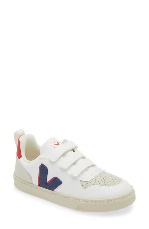 Shop Veja Kids' V-10 Sneaker In White/cobalt/pekin