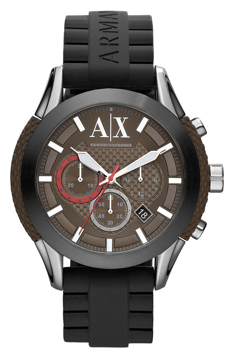 AX Armani Exchange Round Silicone Strap Watch, 47mm | Nordstrom