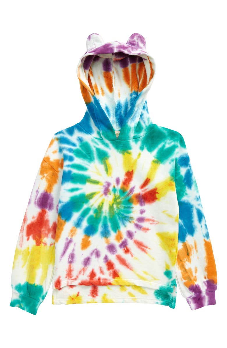 TUCKER + TATE Kids' Weekend French Terry Hoodie, Main, color, RED FIERY TIE DYE