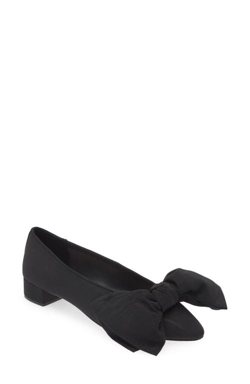 Noa Bow Pointed Toe Block Heel Pump in Black